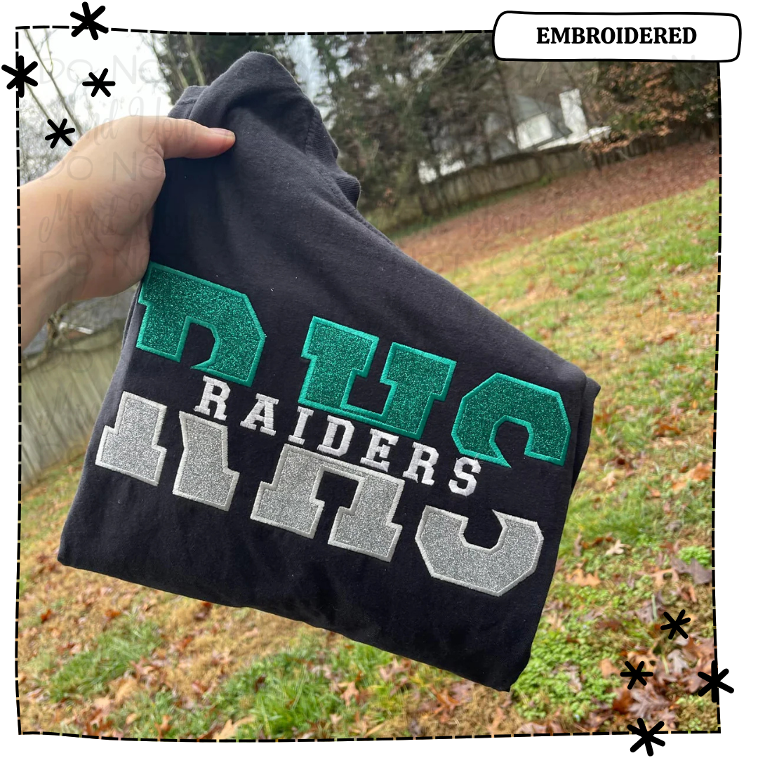 Athletic Collegiate Split Font Custom School Mascot Embroidery Gildan Sweatshirt