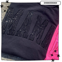 Load image into Gallery viewer, Two Color Glitter Varsity Applique Embroidered Crewneck Sweatshirt
