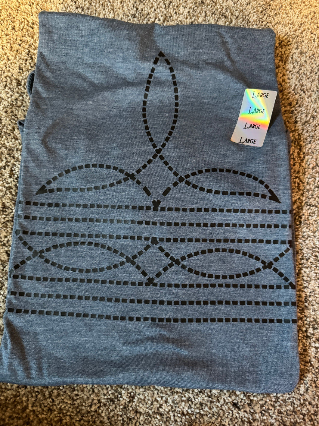 Large - Black Boot Stitch Tee