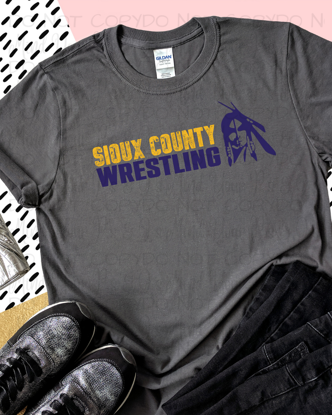 Sioux County Wrestling Distressed w/Mascot