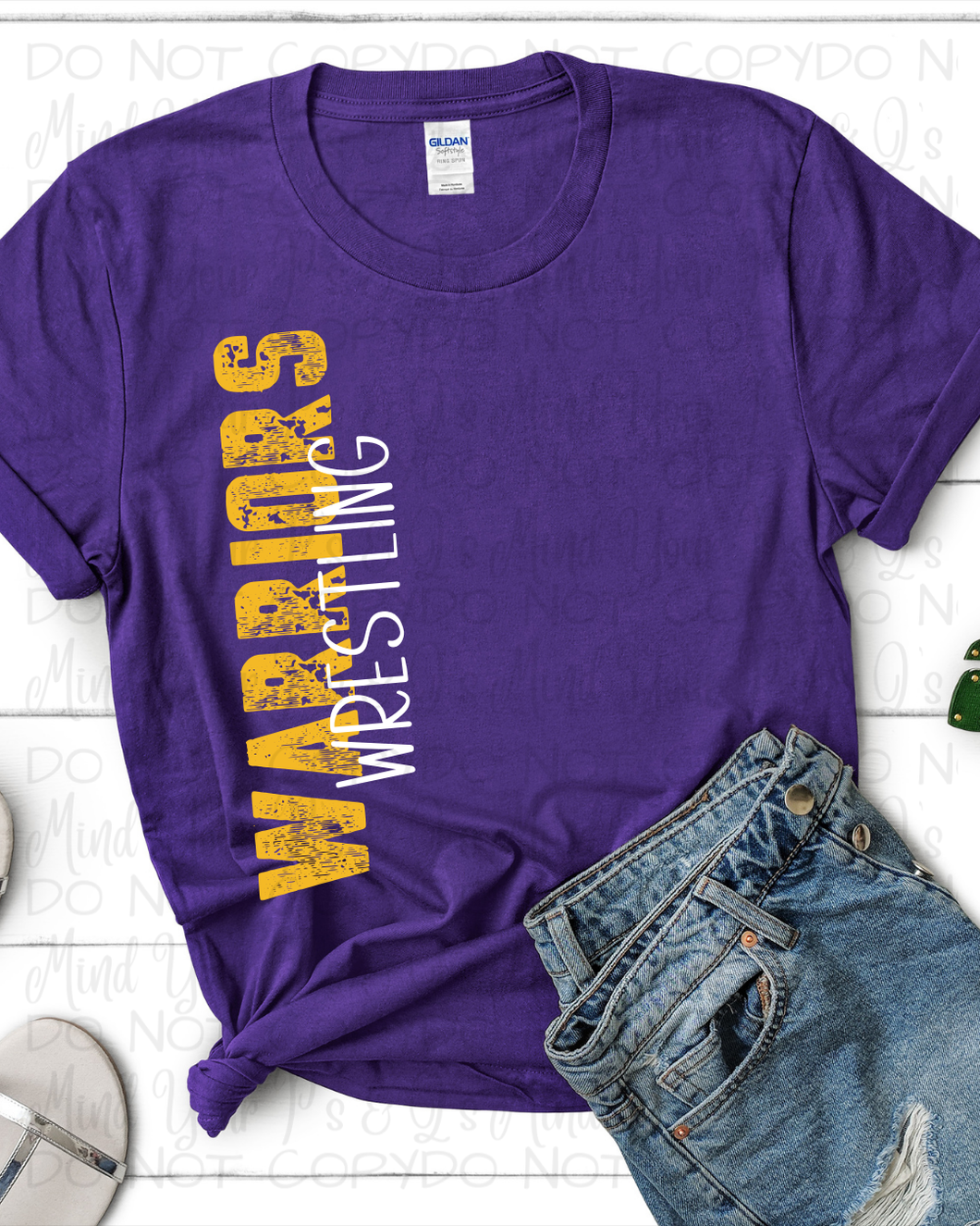 (White) Warriors Wrestling Vertical Design 2