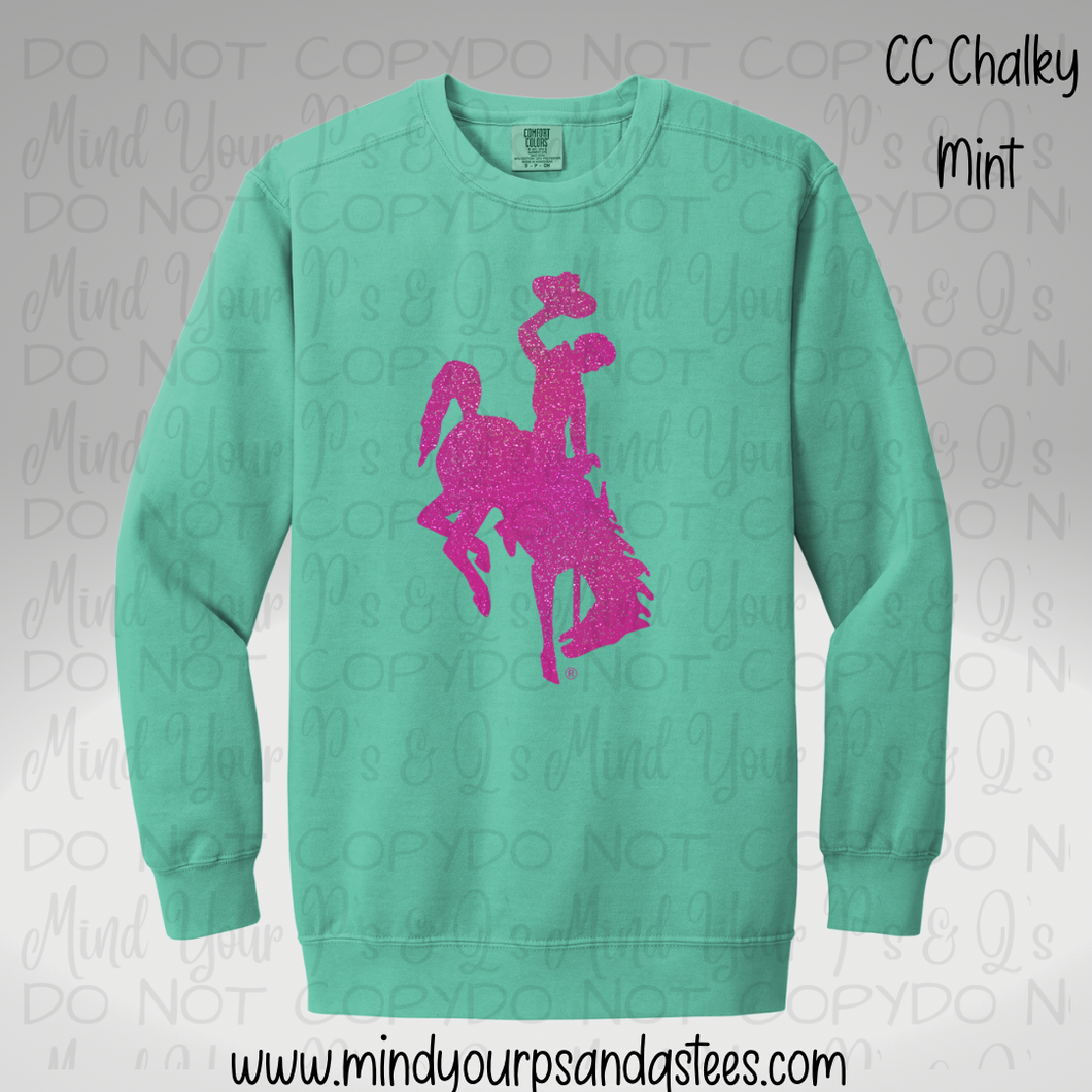 Faux Glitter Pink Bucking Horse