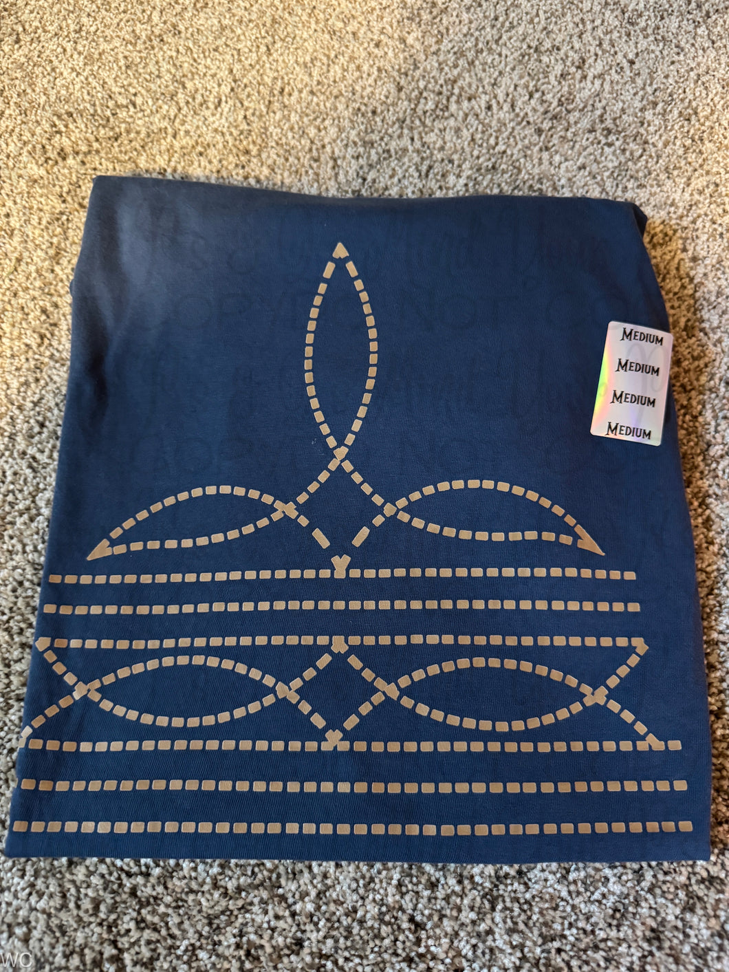 Medium - Tan Boot Stitch on Navy