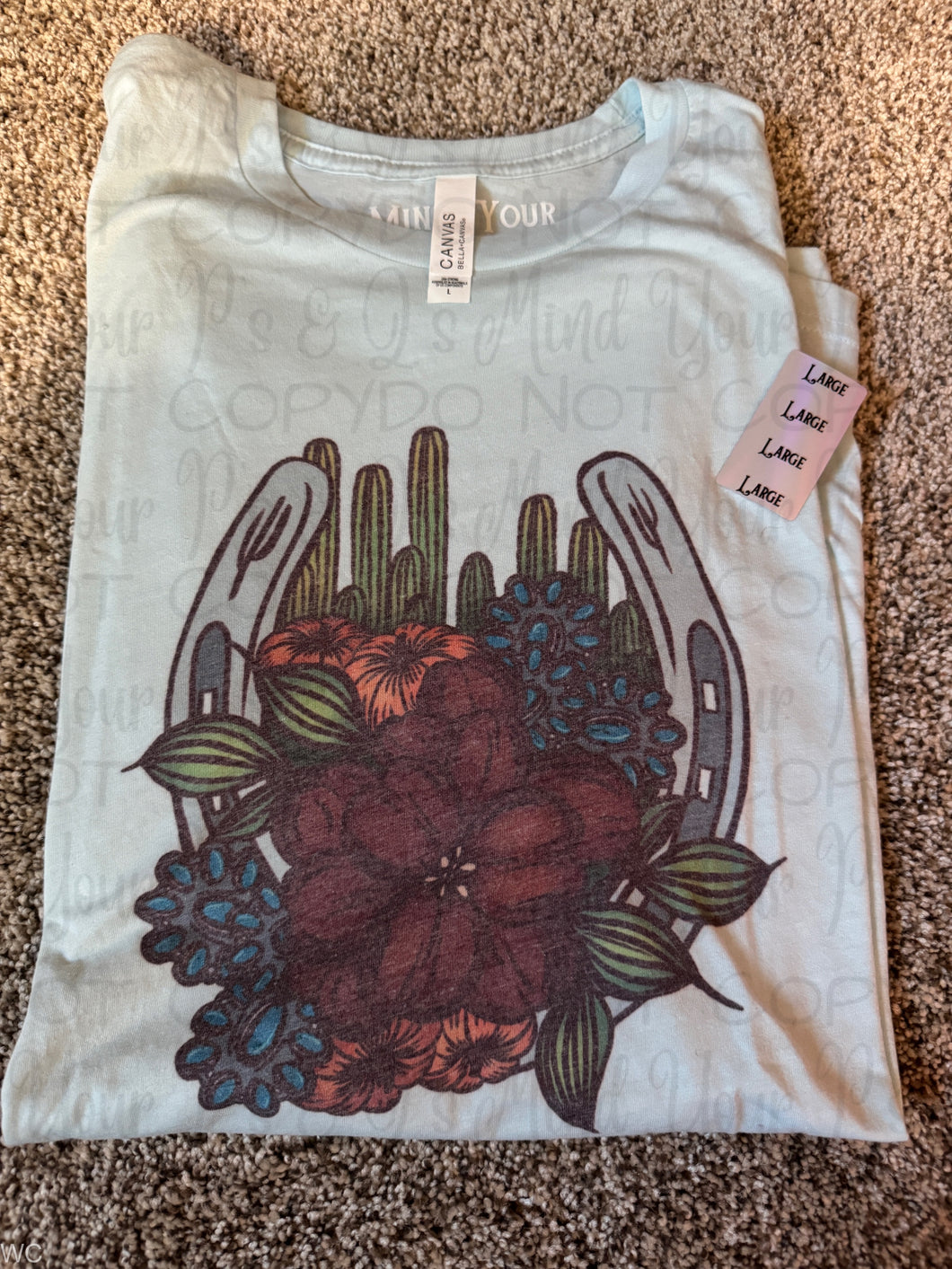 Large - Horseshoe Ice Blue Tee