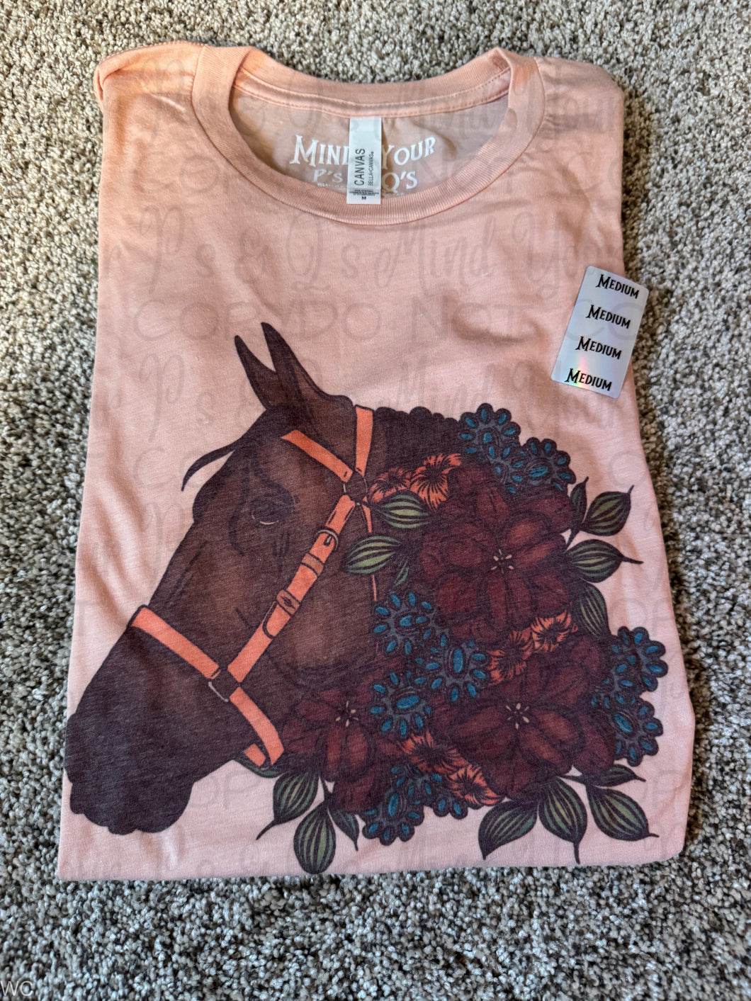Medium - Horse Head Peach Tee