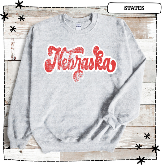 Nebraska Retro Shadow Distressed