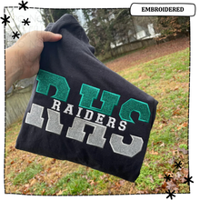 Load image into Gallery viewer, Athletic Collegiate Split Font Custom School Mascot Embroidery Gildan Sweatshirt
