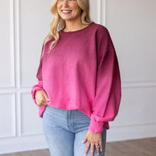 Load image into Gallery viewer, Maroon/Pink Over Sized Corded Crew
